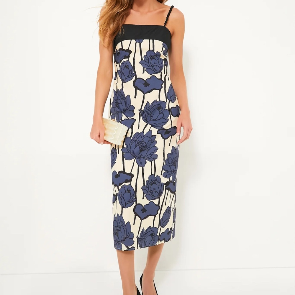 Hyacinth House  Navy & Cream Floral Cecily Midi Dress